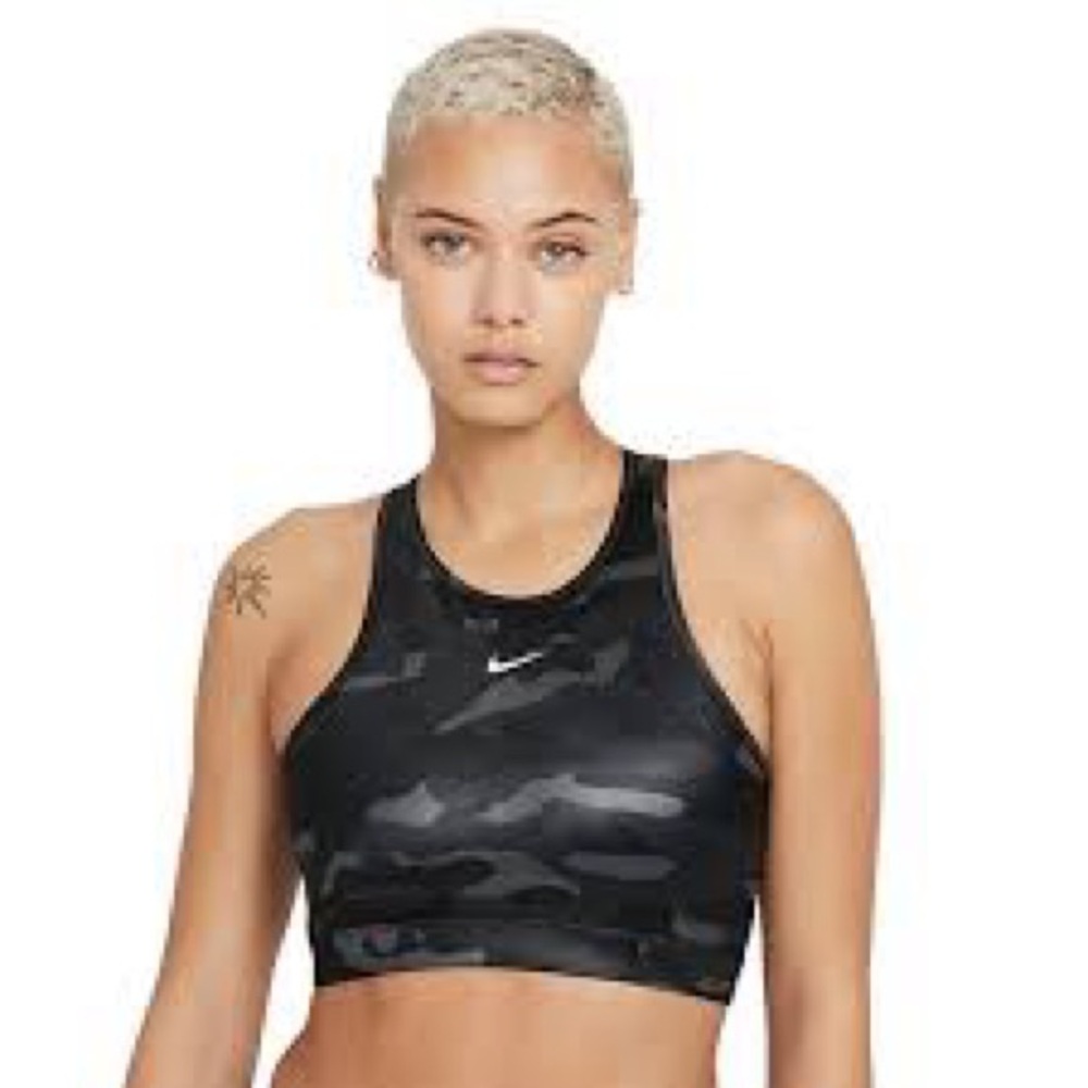 Nike Black and Gray Camo Sports Bra